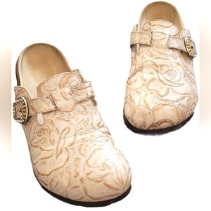 Birkenstock Betula Rhinestones Floral Pattern Mule Slide Sandals - 8W - EUC